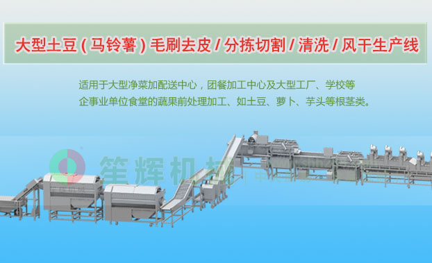 博兴连续式土豆去皮清洗切割风干生产线